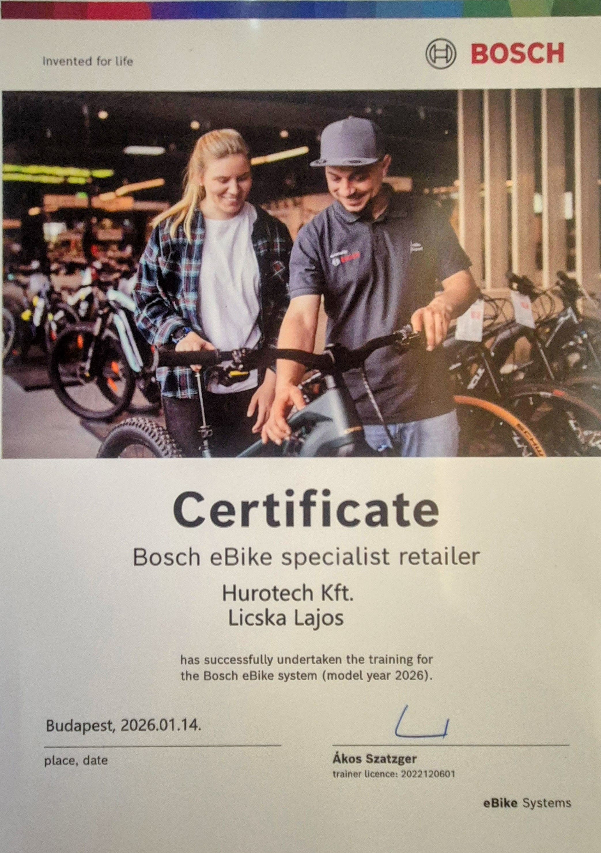 Bosch tanusítvány